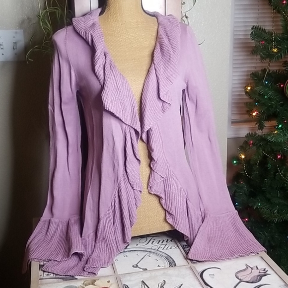 Daisy Fuentes Sweaters - Daisy Fuentes Ruffled Cardigan